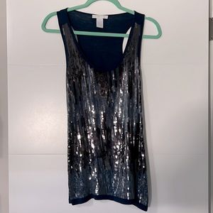 Design History Navy Blue Sequined Racerback Tank